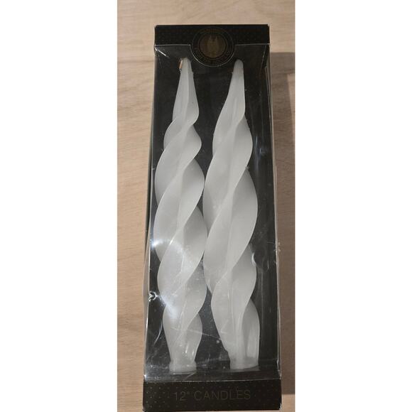 NIB 2 feather taper candles spirals 12" Made in the Holy Land - Picture 1 of 5